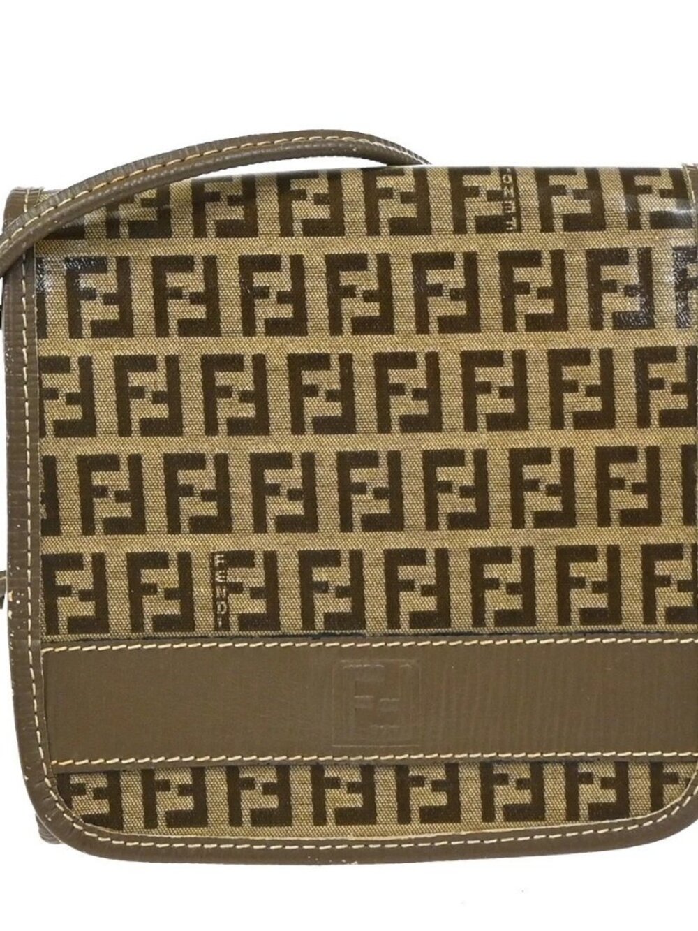 FENDI Zucca Zucchino Pattern Shoulder Bag PVC Leather Brown Italy 69TA646